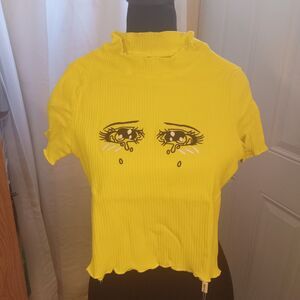 malianna Women Eyes Embroidery T-Shirt Harajuku Kawaii Short Sleeve Crop Tee